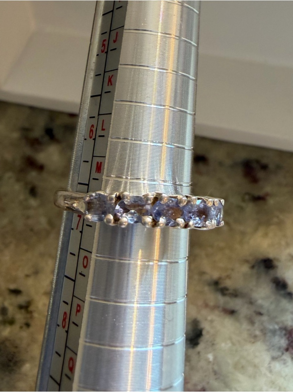 925 Sterling Silver Tanzanite Band Ring Size 6.5–7